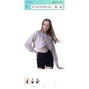 Drop Shoulder Cross Crop Interlock Sweatshirt